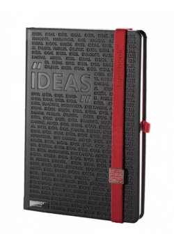 Notes A5 Idea Factory czarny z czerwoną gumką kratka
