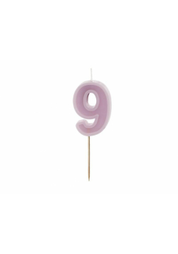 Świeczka urodzinowa 9 fiolet 6cm
