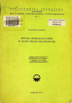 Metody probabilistyczne w teorii drgań nieliniowych