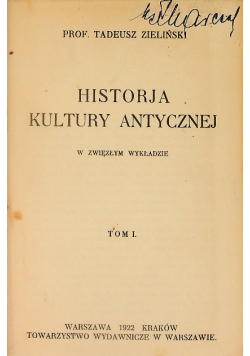 Historja kultury antycznej Tom I 1922 r.