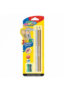 Kredki ołówkowe okrągłe jumbo Colorino Kids 2 kolory srebrna złota z temperówką