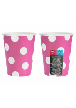 Kubeczki papierowe Magenta groszki 270ml 6szt