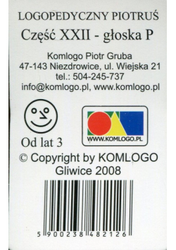 Karty Logopedyczny Piotruś Część XXII - głoska P