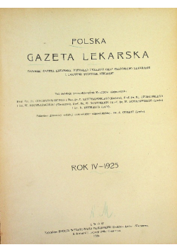 Polska Gazeta Lekarska Rok IV Nr 1 do 52 1925 r.