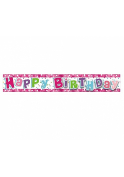 Banner "Happy Birthday" różowy 1,8 m