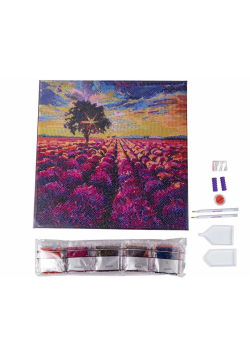 Obraz na płótnie 30x30cm z mozaiką Lawendowe pole
