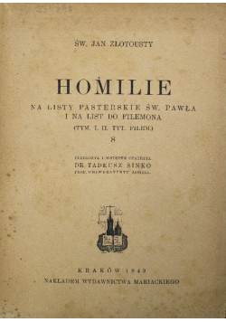 Homilie na listy pasterskie św Pawła i na list do Filemona 1949 r.