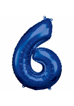 Balon foliowy cyfra 6 niebieska 60x86cm