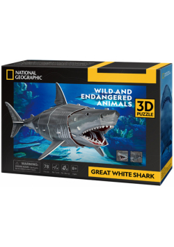 Cubic Fun Puzzle 3D National Geographic Zagrożone zwierzęta - Żarłacz Biały