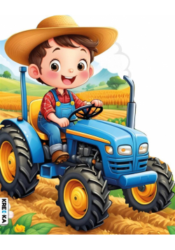 Traktor z rolnikiem. Kolorowanka z brokatem