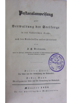 Pastoralanweisung, 1836r.