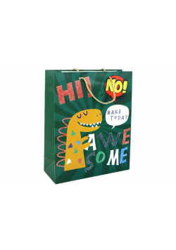 Torba prezentowa zielona Dinozaur 32x26x10cm