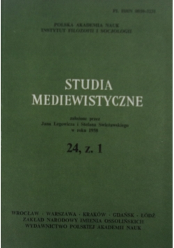 Studia mediewistyczne 24, z.1