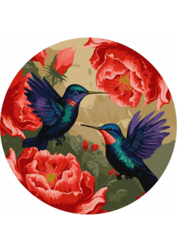 Malowanie po numerach - Kolorowe kolibry d39cm