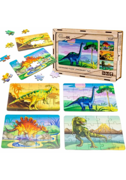 Puzzle drewniane 4w1 dinozaury
