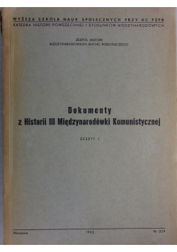 Dokumenty z Historii III Międzynarodówki Komunistycznej