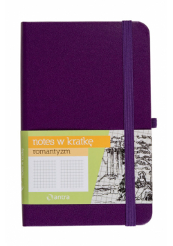 Notes A6 kieszonkowy z gumką Romantyzm kratka fioletowy