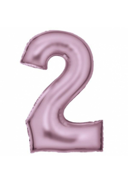 Balon foliowy cyfra 2 satynowa pastelowy róż 86cm