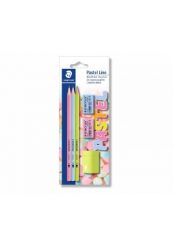 Ołówek HB Pastel 3 szt +gumki+temperówka STAEDTLER
