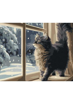 Malowanie po numerach - Śnieg za oknem 40x50cm