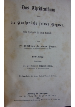 Das Christenthum und die Einspruche seiner Segner, 1881 r.