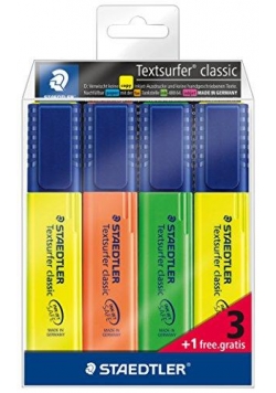 Zakreślacze Textsurfer 3 kolorów + 1 STAEDTLER
