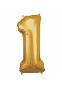 Balon foliowy cyfra 1 złota 38x86cm