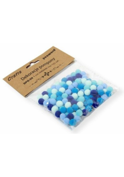 Dekoracje pompony 1cm mix niebieski 120szt