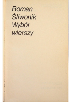 Śliwonik Wybór wierszy
