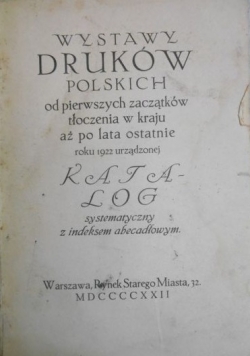 Wystawy druków polskich, 1922 r.