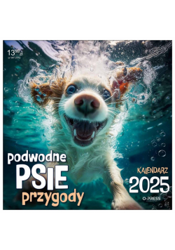 Kalendarz 2025 33x33cm ścienny Podwodne psie...