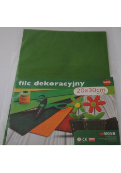 Filc w arkuszach 20 x 30cm. Kolor zielony 5 sztuk