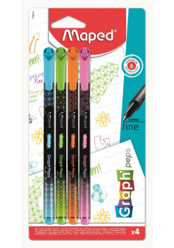 Cienkopis Maped Graph Peps Deco Fancy 4 kolory blister
