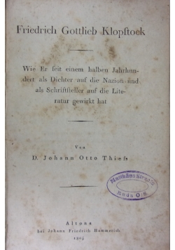 Friedrich Gottlieb Klopstock, 1805r.