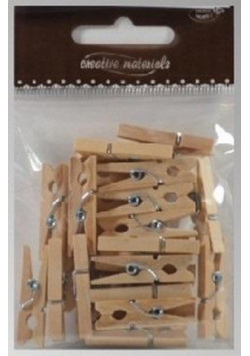 Klamerki drewniane naturalne 30mm 25szt