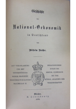 Geschichte der National=Gekonomik in Deutschland, 1874 r.