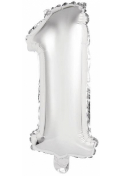 Balon foliowy mini cyfra 1 srebrna 19,5x40cm