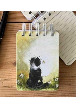 Kołonotes A7 SSN36 Pies Border collie i stokrotki