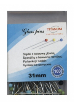 Szpilki z kolorową główką 31mm 100 sztuk