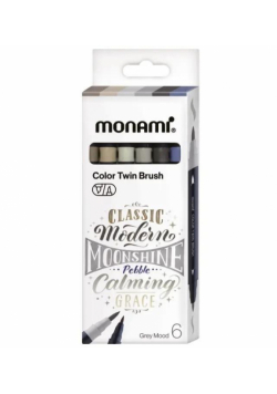 Dwustronne pisaki z końcówkami pędzelkowymi Color Twin Brush Grey Mood 6 kolorów