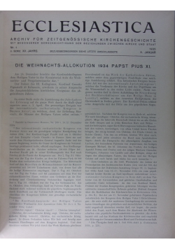 Ecclesiastica. Archiv fur zeitgenossische Kirchengeschichte, 1933 r.