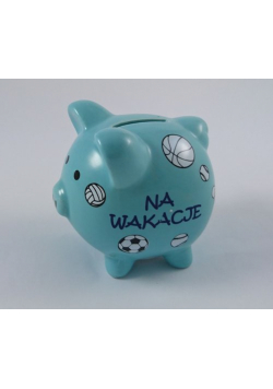 Skarbonka świnka z grafiką piłek - Na wakacje