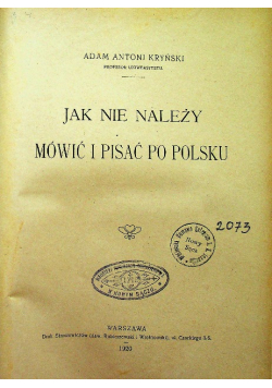 Jak nie należy mówić i pisać po polsku 1920 r.