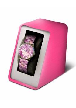Zegarek analogowy z fioletowum paskiem w metalowym opakowniu Hello Kitty HK50027