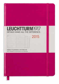 Kalendarz 2015 z notatnikiem Medium Leuchtturm1917 tygodniowy malinowy