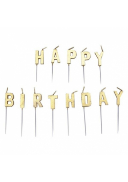 Zestaw świeczek "happy birthday" złote