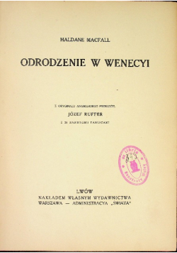 Historya malarstwa Tom II Odrodzenie w Wenecyi ok 1912 r.