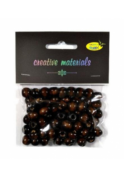 Koraliki drewniane ciemny brąz 10mm 25g