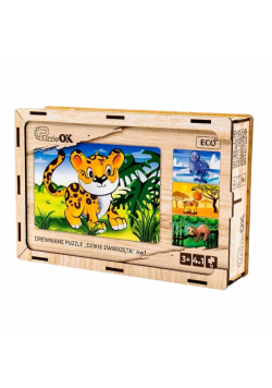 Puzzle 4w1 drewniane Dzikie zwierzęta