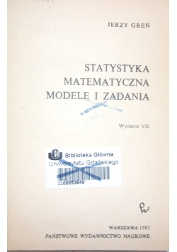 Statystyka matematyczna. Modele i zadania